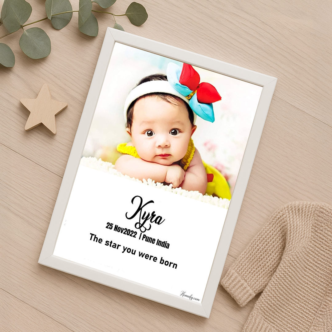 Personalized Baby Birth Frame – Custom Baby Photo with Birth Details | Unique Nursery Decor | Love Craft Gifts