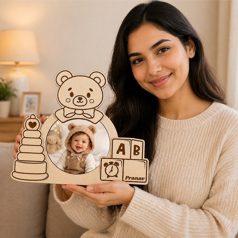 Personalized Baby Wooden Photo Frame | Custom Baby Name Keepsake Gift - 8x6.5" | Love Craft Gifts™