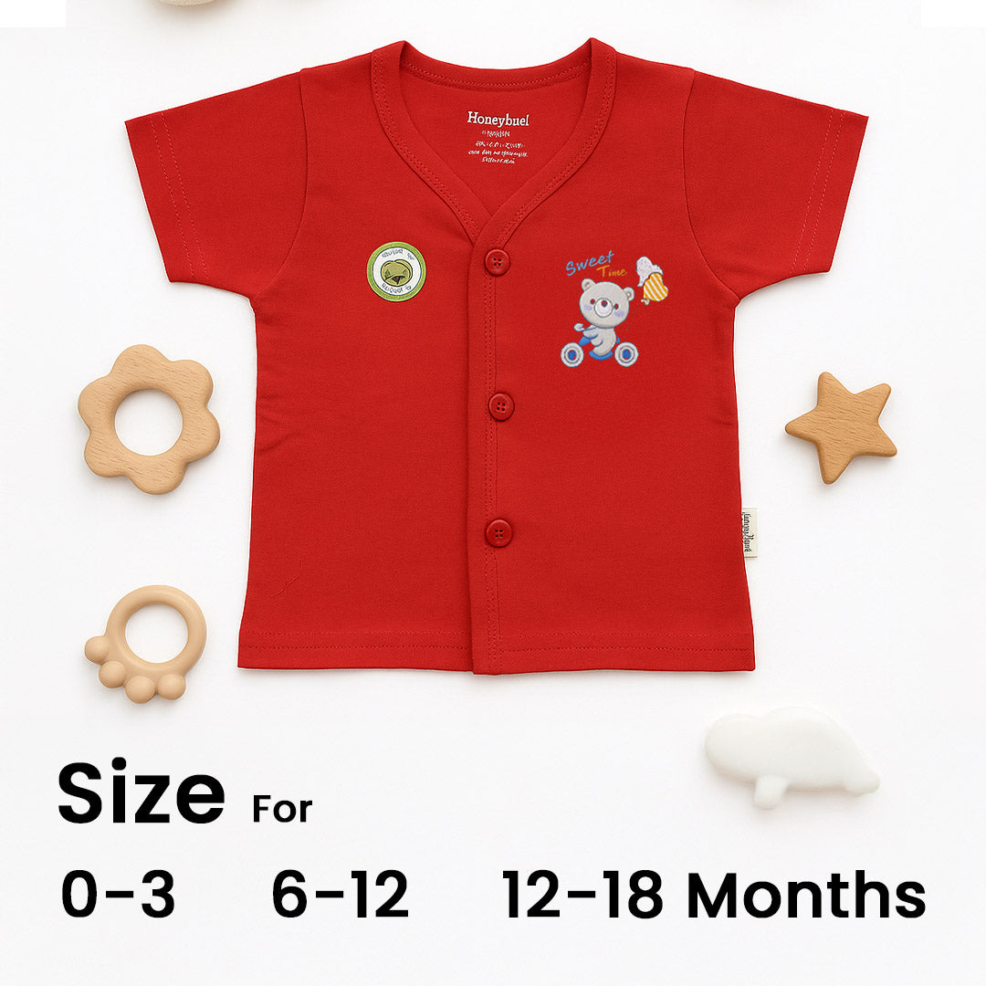 Soft Cotton Baby Night Suit Set (0–18 Months) – Red Color | Love Craft Gifts
