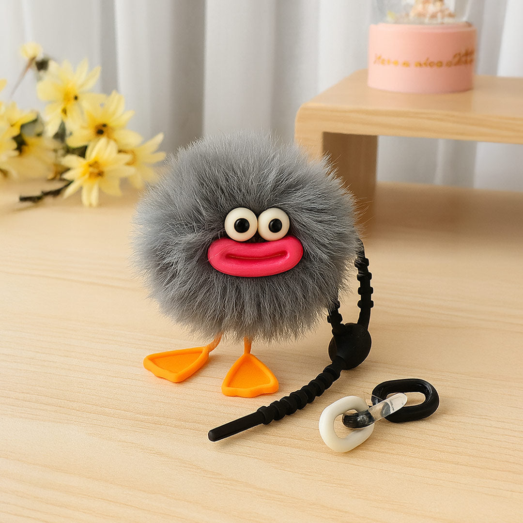 Fluffy Duck Bag Charm – Pink, Grey & White | Love Craft Gifts