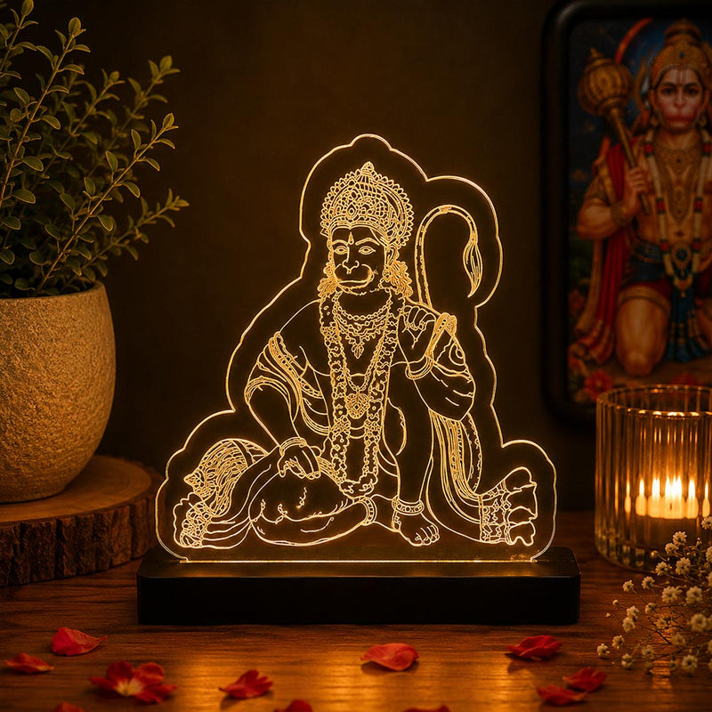 Lord Hanuman LED Car Dashboard Lamp – Premium Acrylic Bajrangbali Dashboard Light for Car Interior, Home Decor & Spiritual Gift | LoveCraftGifts™