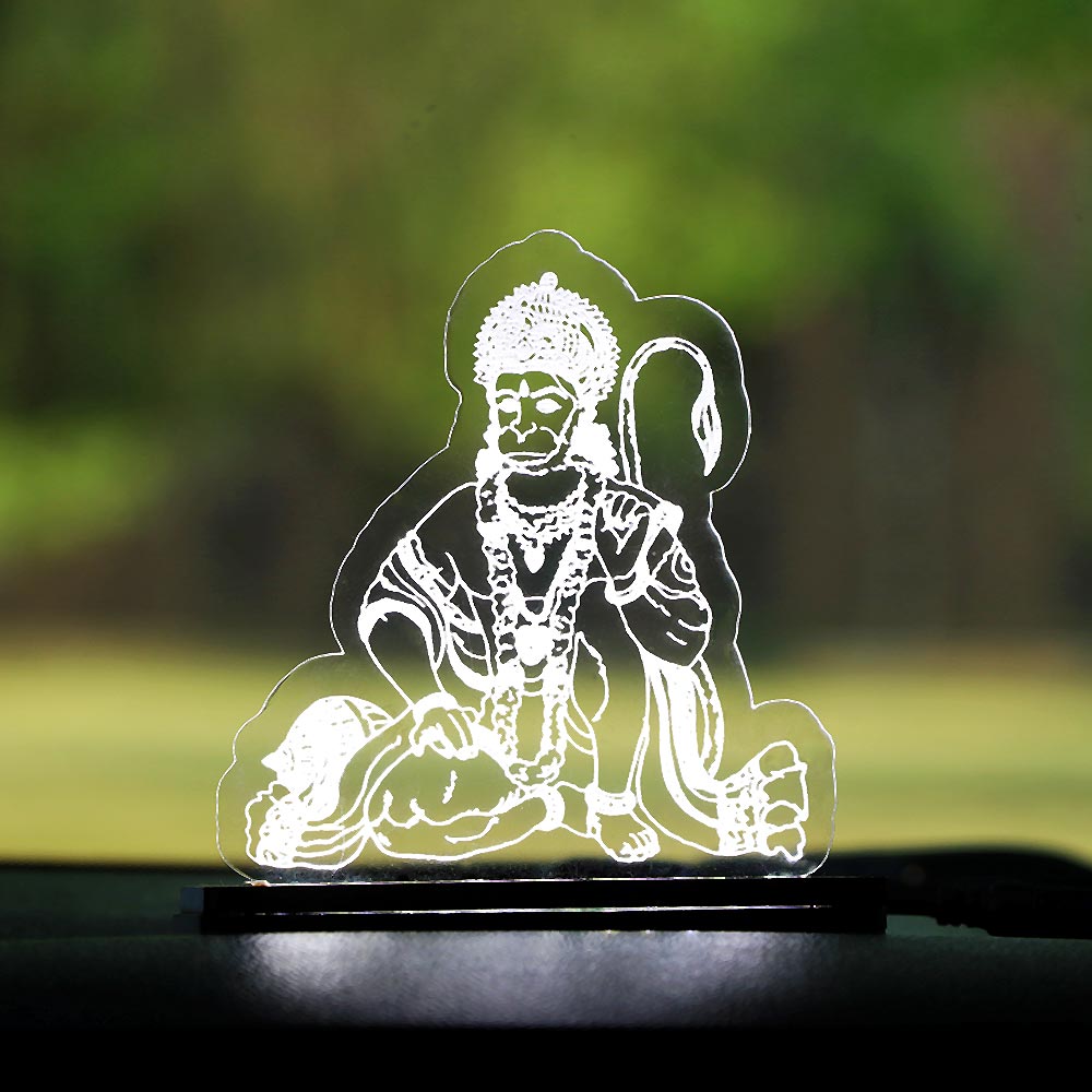 Lord Hanuman LED Car Dashboard Lamp – Premium Acrylic Bajrangbali Dashboard Light for Car Interior, Home Decor & Spiritual Gift | LoveCraftGifts™