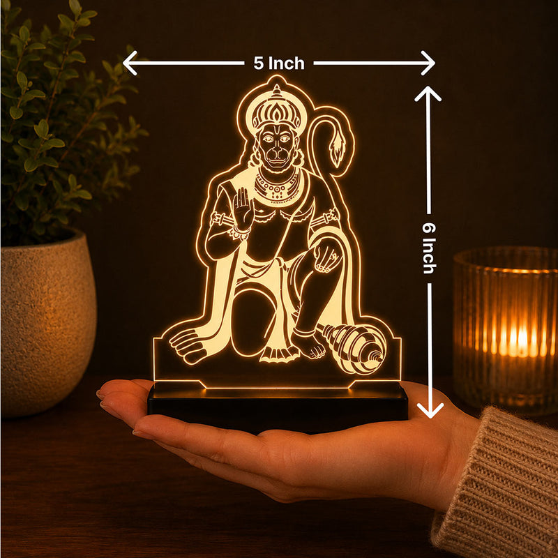Lord Hanuman LED Car Dashboard Lamp – Premium Acrylic Bajrangbali Dashboard Light for Car Interior Decor, Spiritual Gift for Home, Office & Vehicle | LoveCraftGifts™