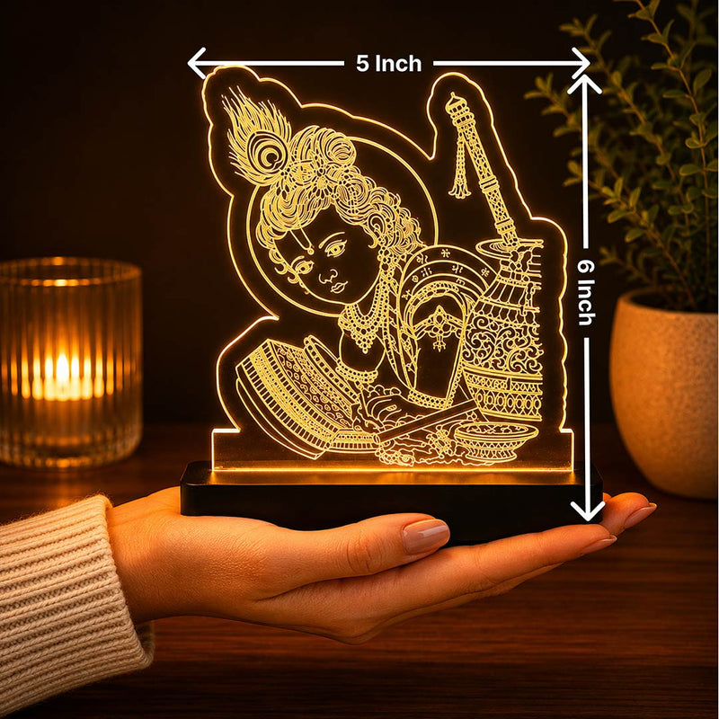 Bal Krishna LED Car Dashboard Lamp – Premium Acrylic Lord Krishna Dashboard Light for Car Interior, Home Temple Decor & Spiritual Gift | LoveCraftGifts™