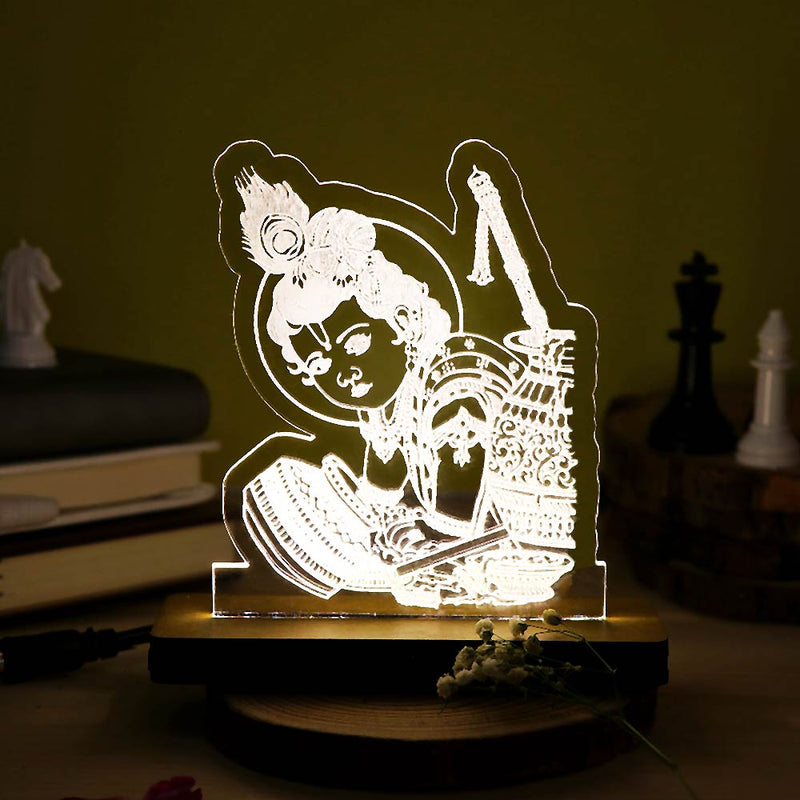 Bal Krishna LED Car Dashboard Lamp – Premium Acrylic Lord Krishna Dashboard Light for Car Interior, Home Temple Decor & Spiritual Gift | LoveCraftGifts™