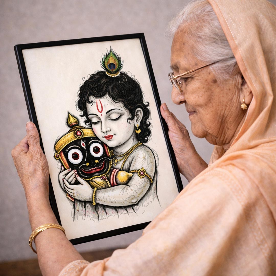 Bal Krishna with Jagannath Wall Frame – Divine Krishna Spiritual Wall Art (Multiple Sizes) | Love Craft Gifts