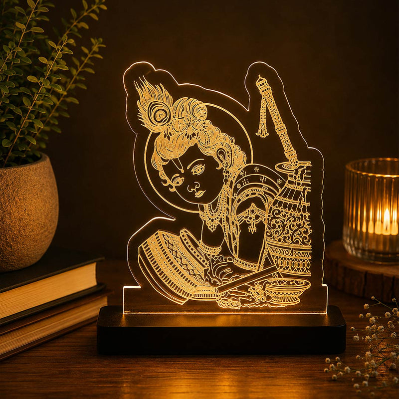 Bal Krishna LED Car Dashboard Lamp – Premium Acrylic Lord Krishna Dashboard Light for Car Interior, Home Temple Decor & Spiritual Gift | LoveCraftGifts™