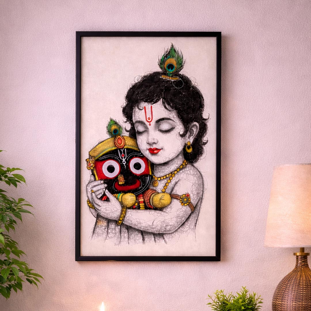 Bal Krishna with Jagannath Wall Frame – Divine Krishna Spiritual Wall Art (Multiple Sizes) | Love Craft Gifts
