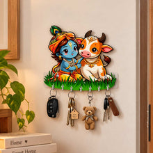 Bal Krishna with Cow Key Holder 6x8" | Gift for Home, Housewarming & Festive Décor | Love Craft Gifts™