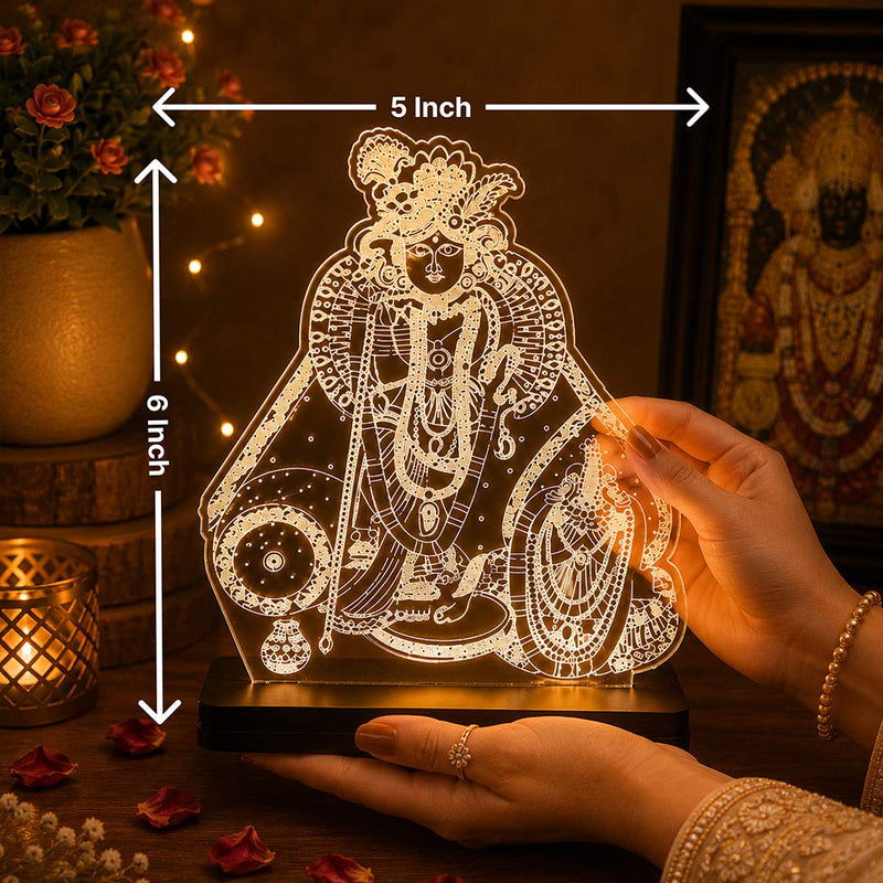 Banke Bihari Car Dashboard LED Acrylic Lamp – Vrindavan Shri Krishna Spiritual Night Light for Car Dashboard, Home Temple Decor & Religious Gift | LoveCraftGifts™