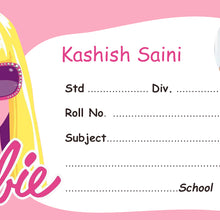 Personalized Barbie Name Slips | 12x18" Sheet with 36 Labels