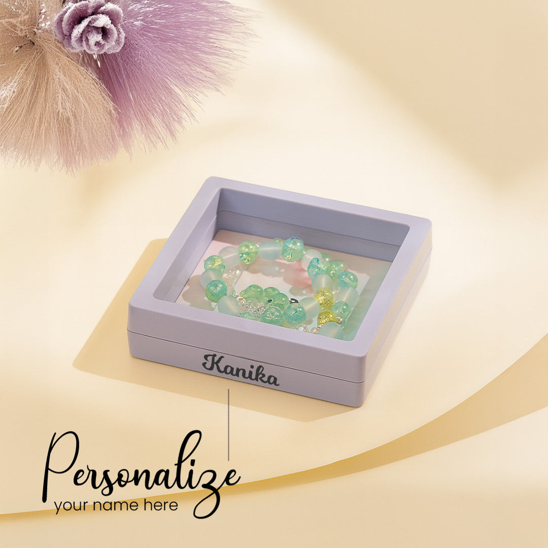 Green White Bead Bracelet Gift Box