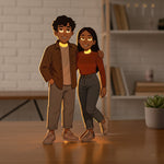 Personalized Couple Illustrated Art Table Stand – 5×9" Custom Character Design | Love Craft Gifts