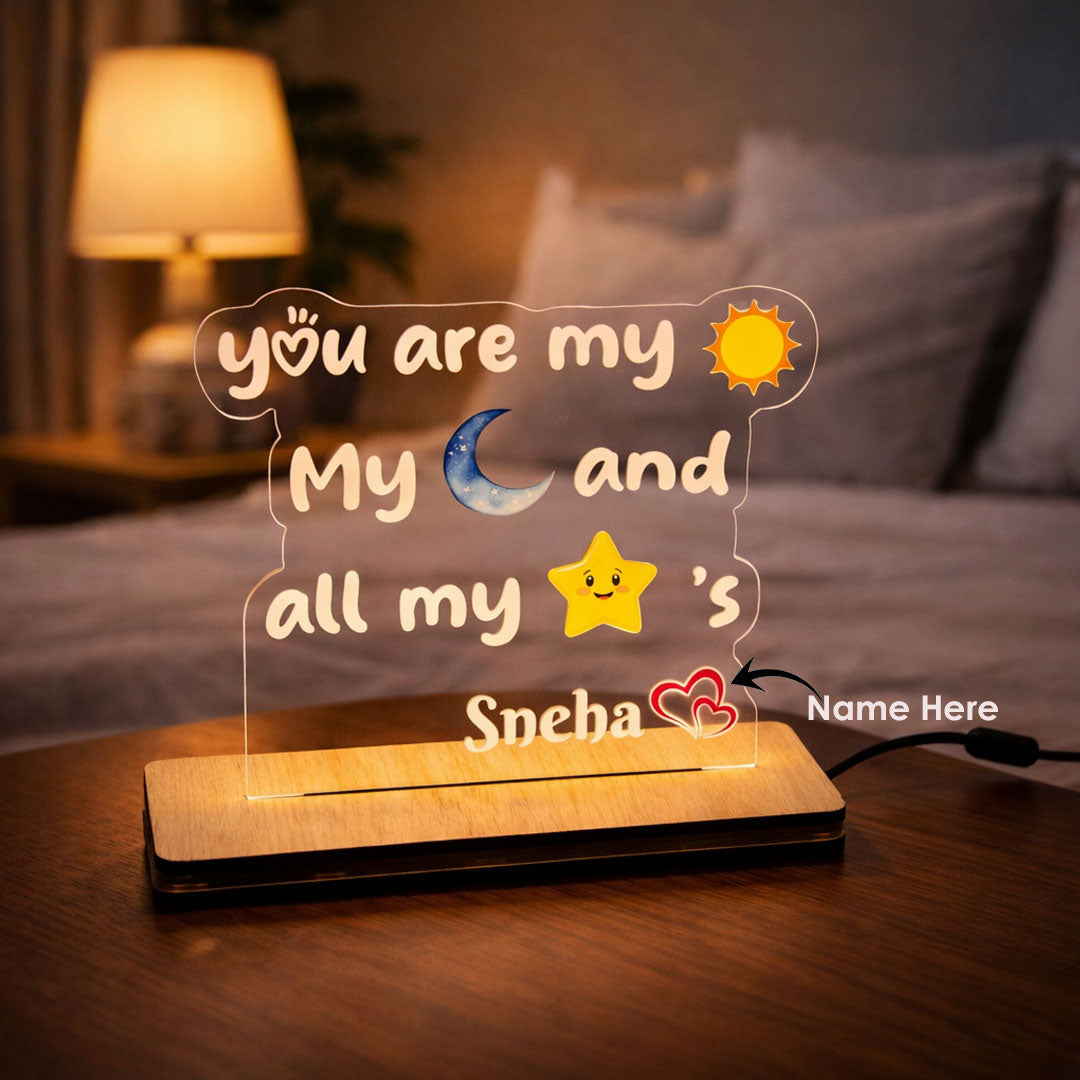 You Are My Sun, Moon & Stars – Personalized Name Acrylic LED Lamp | Love Craft Gifts