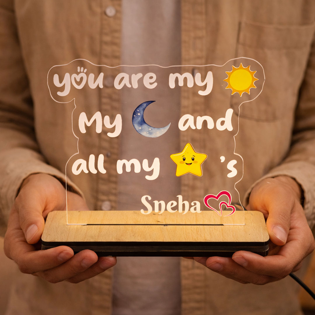 You Are My Sun, Moon & Stars – Personalized Name Acrylic LED Lamp | Love Craft Gifts