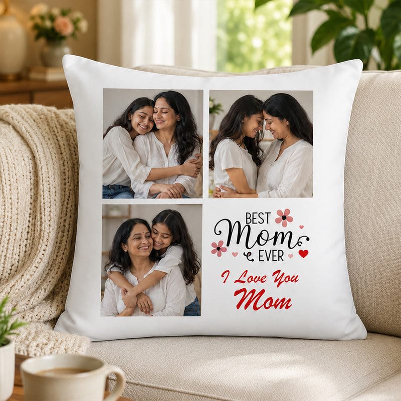 Personalized Best Mom Ever Photo Cushion Cover | Custom Mother’s Day Gift for Mom, Mother & Family - 10x10" | Love Craft Gifts™