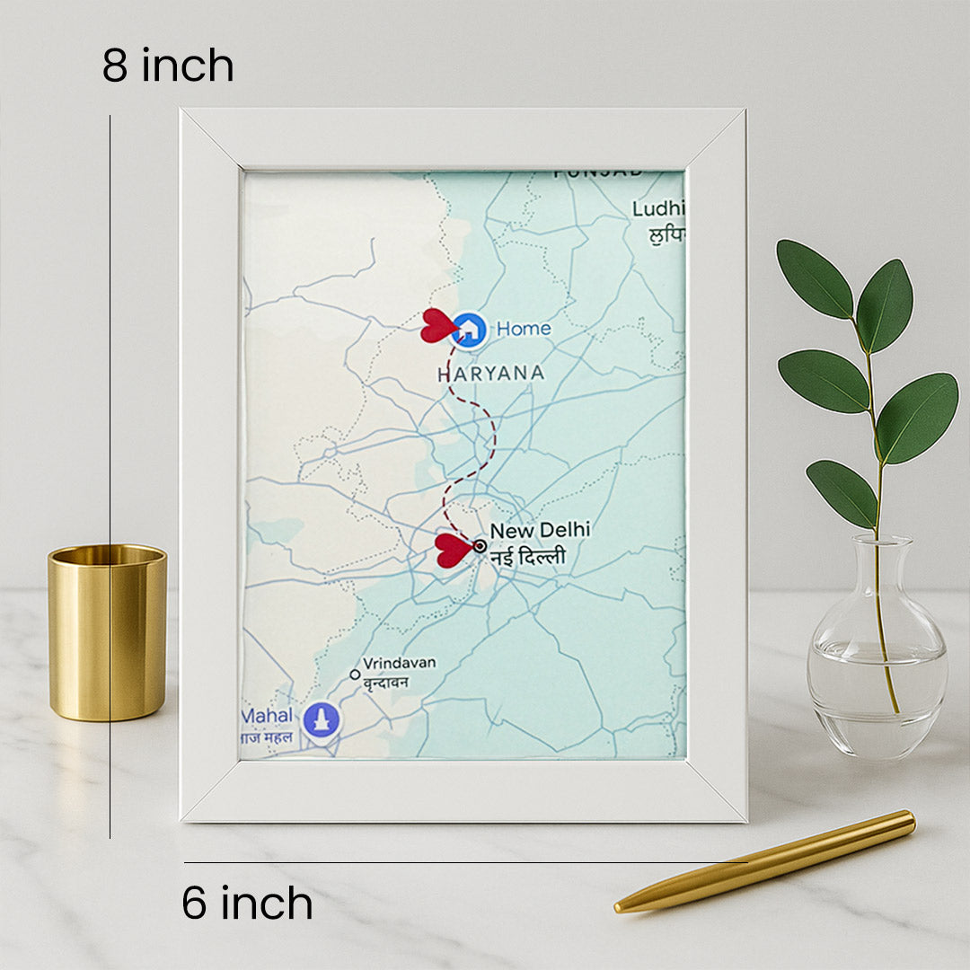Personalized Long-Distance Map Frame Gift | Love Craft Gifts