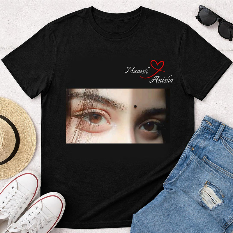 Personalized Couple Photo Name T-Shirt