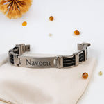 Black & Silver Personalized Name Bracelet for Men | Love Craft Gifts
