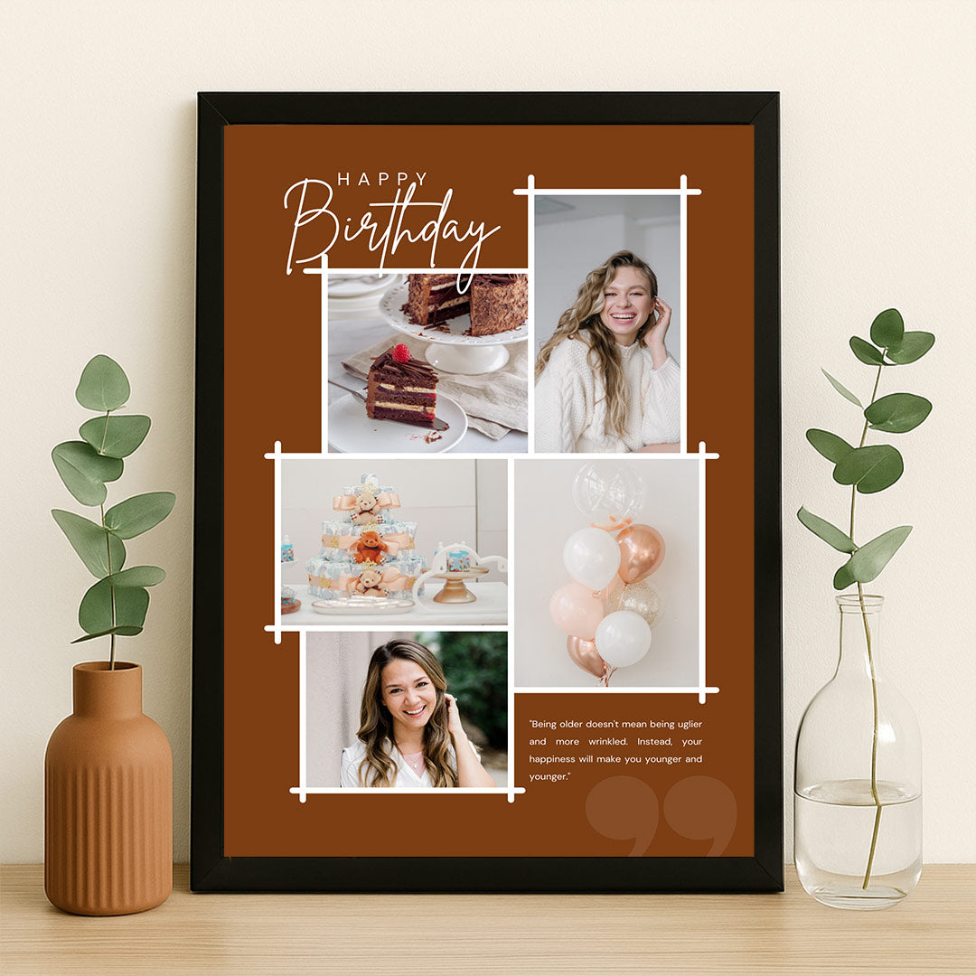 Personalized Birthday Collage Frame with Quote – Photo Wall Decor Gift | Love Craft Gifts