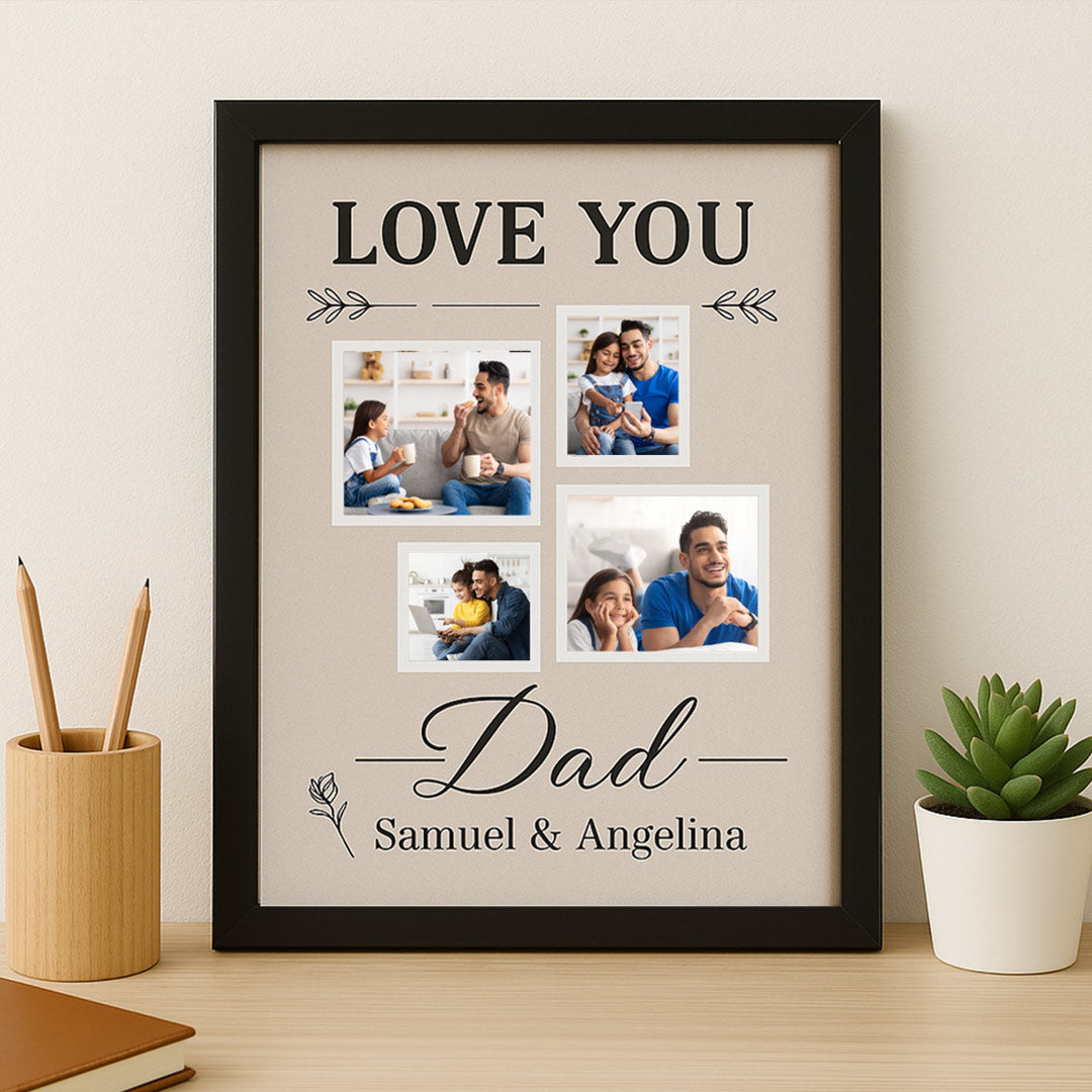 Personalized “Love You Dad” Photo Frame – Custom Name & Picture Collage Gift | Love Craft Gifts