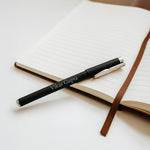 Personalized Black Pen & Brown-Tan Notebook Combo | Love Craft Gifts
