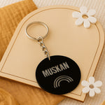 Personalized Round Acrylic Keychain with Engraved Name & Rainbow | Love Craft Gifts