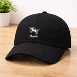 Personalized Unicorn Printed Black Cap – Custom Name Adjustable Baseball Hat for Women & Girls | Love Craft Gifts