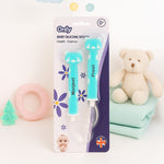 Personalized Baby Feeding Spoon – Blue Polka | Soft Silicone Tip | Custom Name | Love Craft Gifts