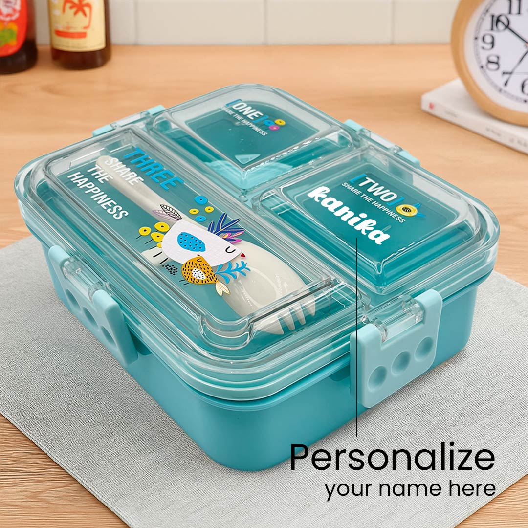 Personalized Blue Unicorn Lunchbox with Spoon & Container | Love Craft Gifts