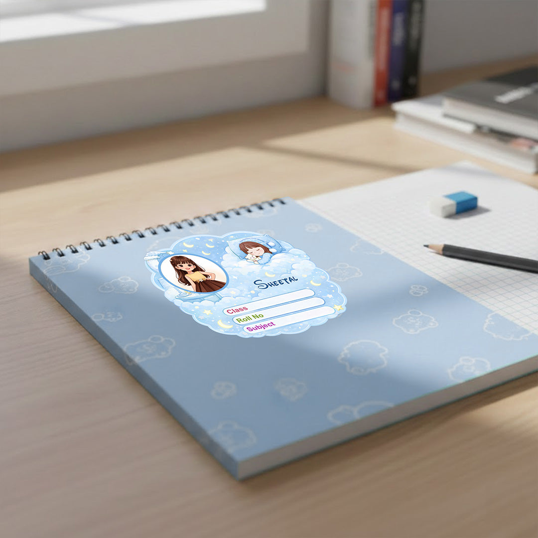 Personalized Dreamy Cloud Night Kids Name Slips (2x3 Inch, 28 Stickers) – Custom Name & Photo School Labels | Love Craft Gifts