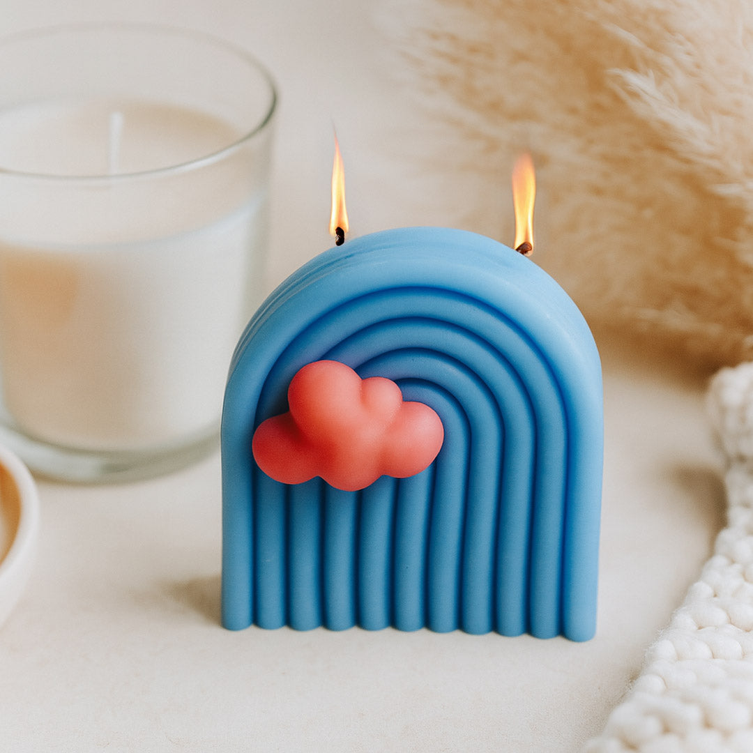 Rainbow Arch Cloud Candle – Blue & Red | Love Craft Gifts