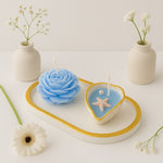 Ocean Theme Decorative Candle Set – Seashell & Floral Scented Wax Art in Tray | Love Craft Gifts