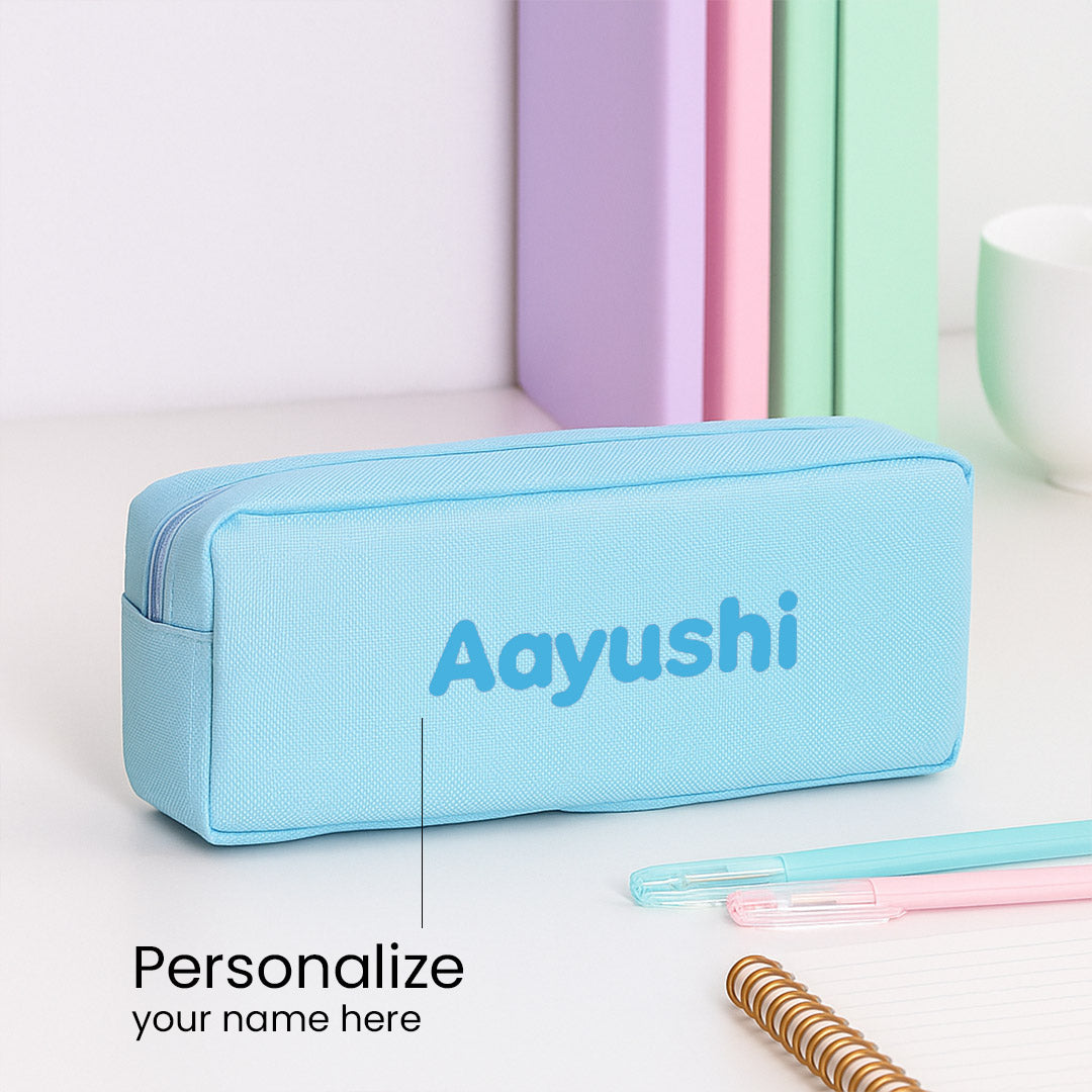 Personalized Unicorn & Solid Color Pencil Pouches – Pink & Blue | Love Craft Gifts