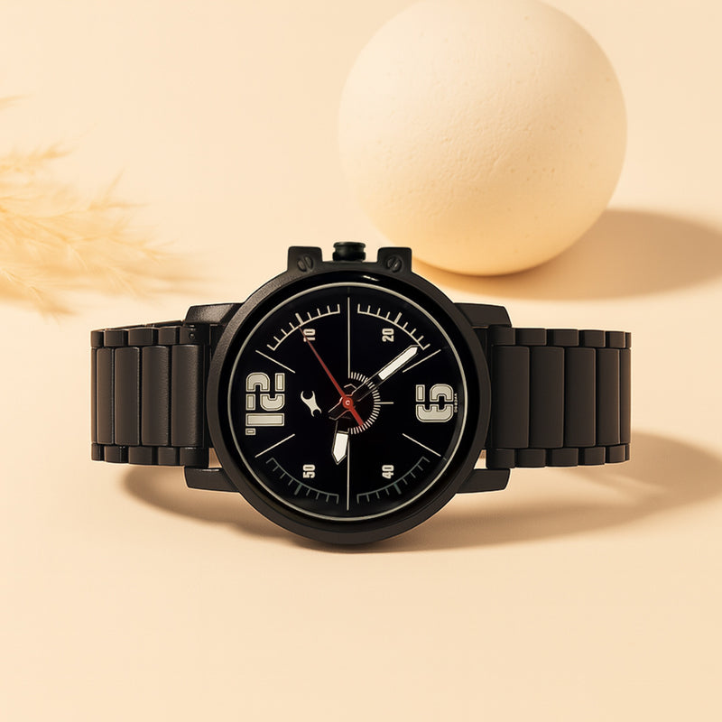 Fastrack Black Sporty Dial Watch with Personalized Gift Box | Love Craft Gifts