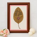 Handmade Leaf Art Frame with Love Quote – Nature-Inspired Wall Decor Gift | Love Craft Gifts