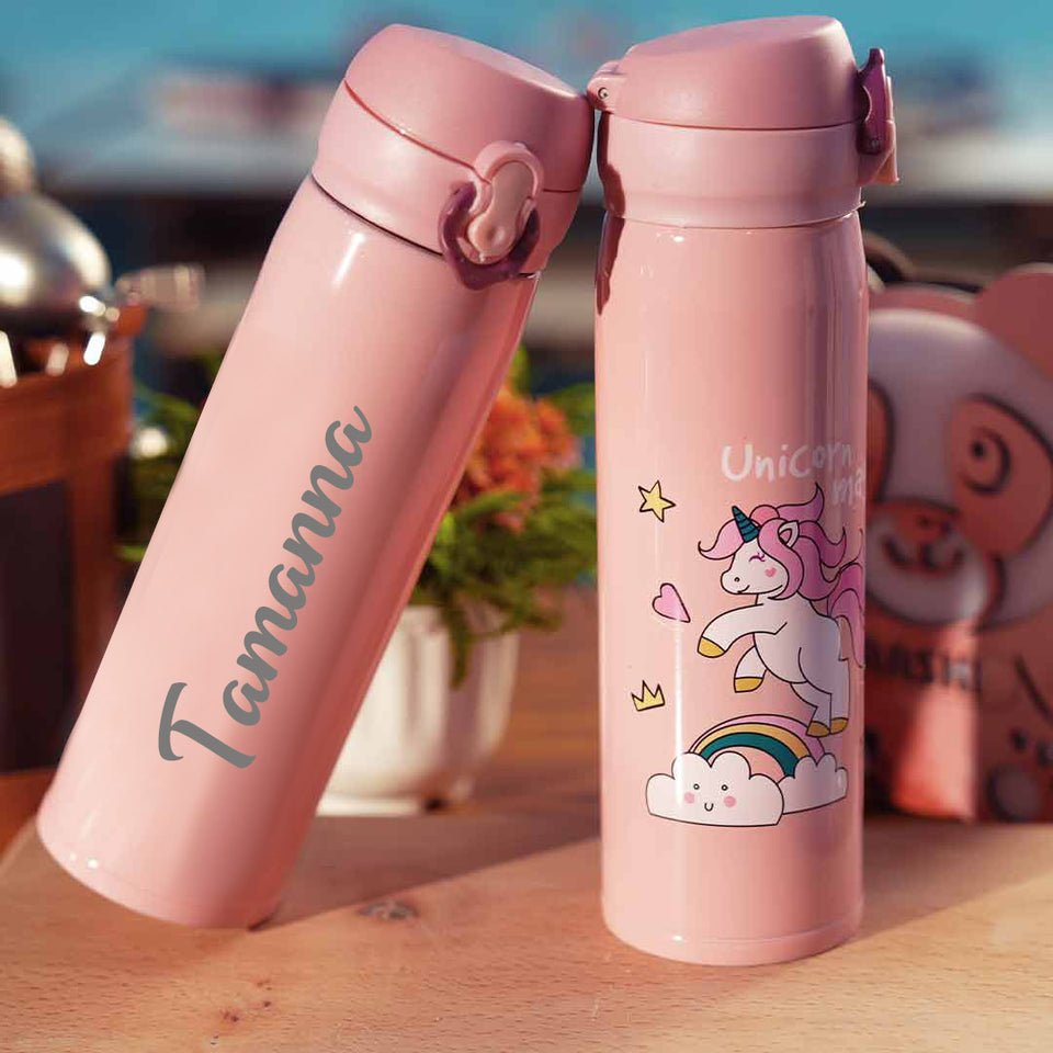 Personalized Pink Water Bottles for Kids -350 ML