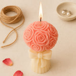 Pink Rose Bouquet Scented Candle – Handcrafted Floral Wax Gift with Bow Base | Love Craft Gifts