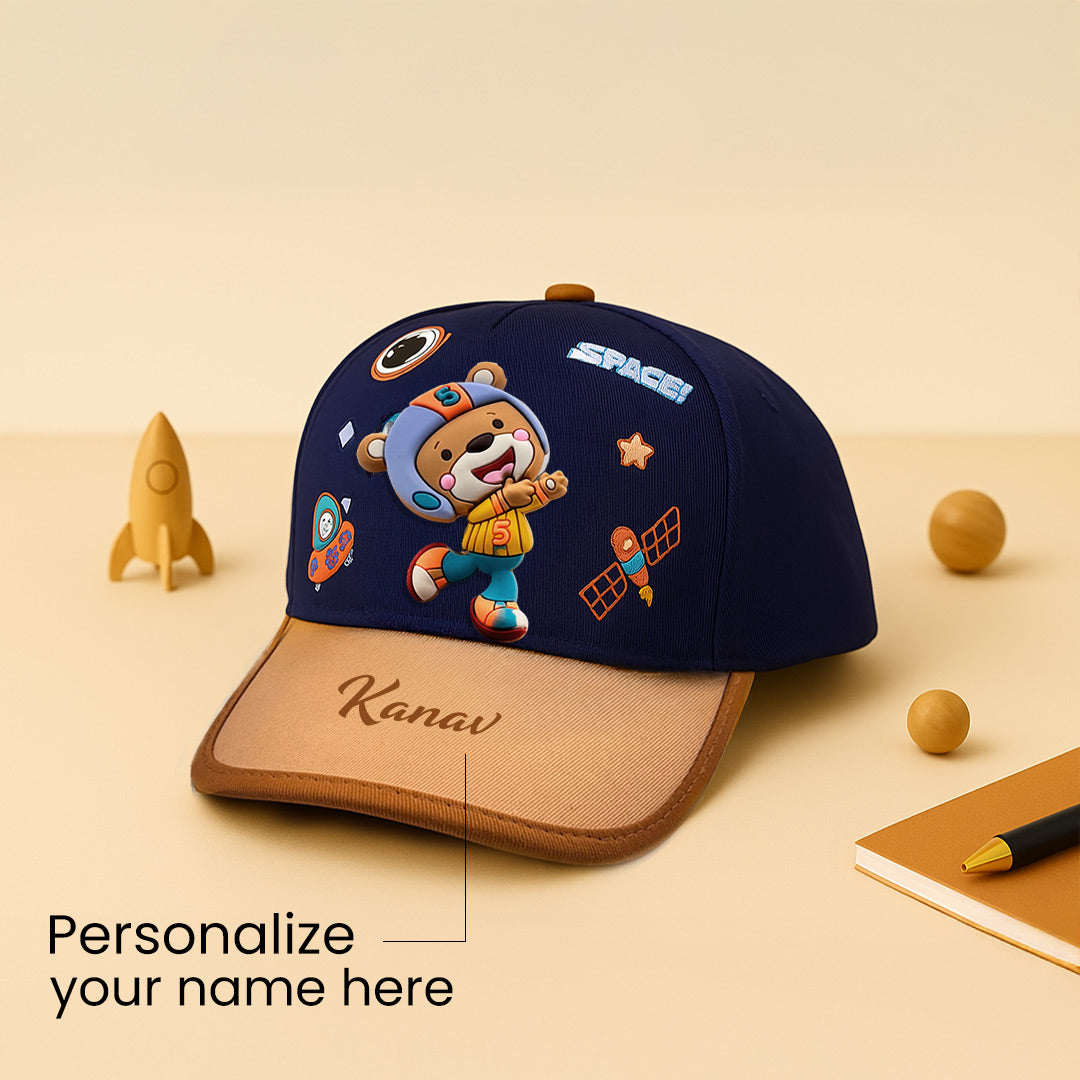 Custom Name Kids Cap with Frog Spinner – Playful Cartoon Hat for Toddlers | Love Craft Gifts