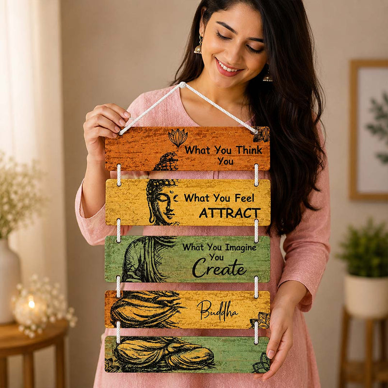 Buddha Motivational Quote Wall Hanging 9x14" | 5-Panel Inspirational Home Decor | Love Craft Gifts™