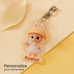 Cream Bunny Dress Keychain – Personalized Acrylic Name Charm | Love Craft Gifts