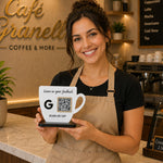 Personalized QR Code Feedback Stand | Custom Google Review Scan Display for Cafés, Restaurants & Businesses - 6x6" | Love Craft Gifts™