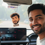 Personalized Cartoon Car Hanger – 2×3" (Custom Face + Name)| Love Craft Gfts