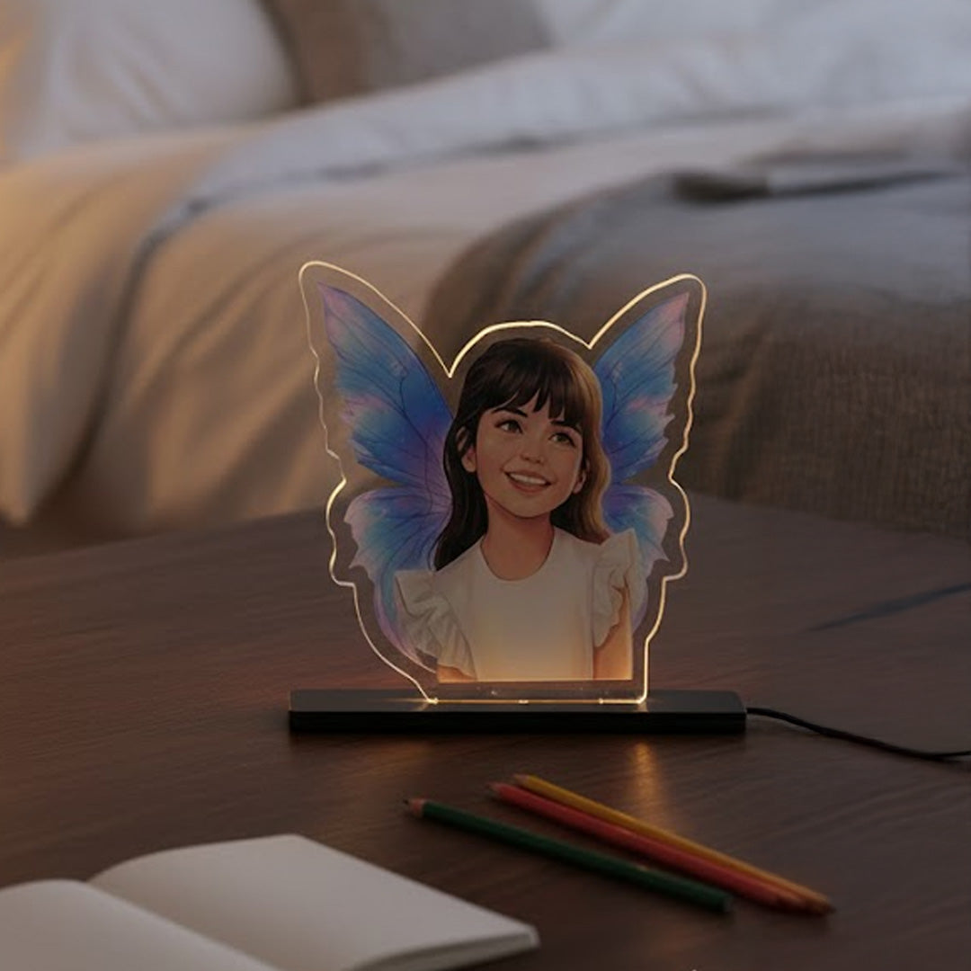 Fairy Glow – Personalized Kids Cartoon Acrylic LED Lamp | Love Craft Gifts