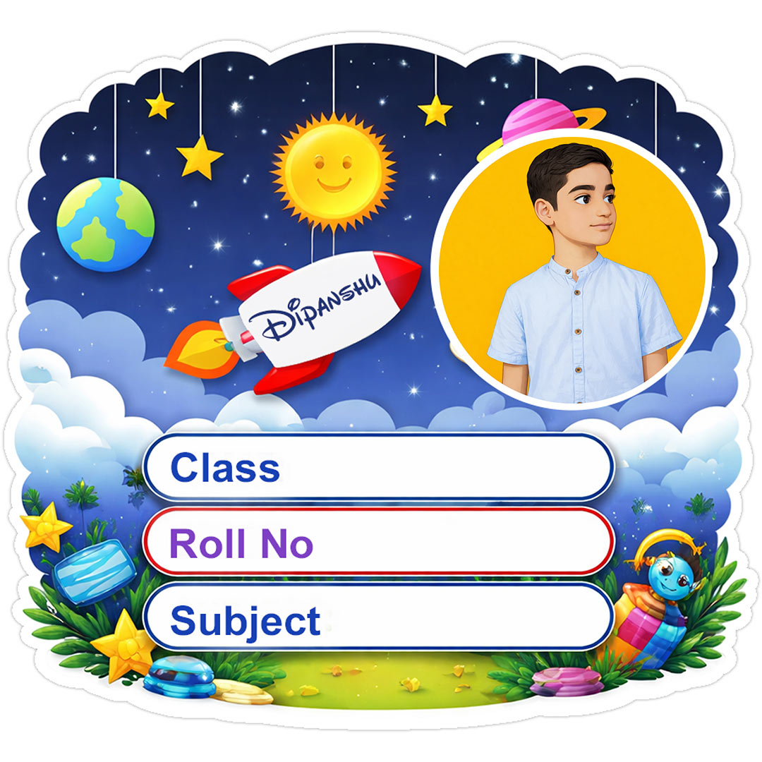 Personalized Space Rocket Theme Kids Name Slips (2x3 Inch, 28 Stickers) – Custom Name & Photo School Labels | Love Craft Gifts