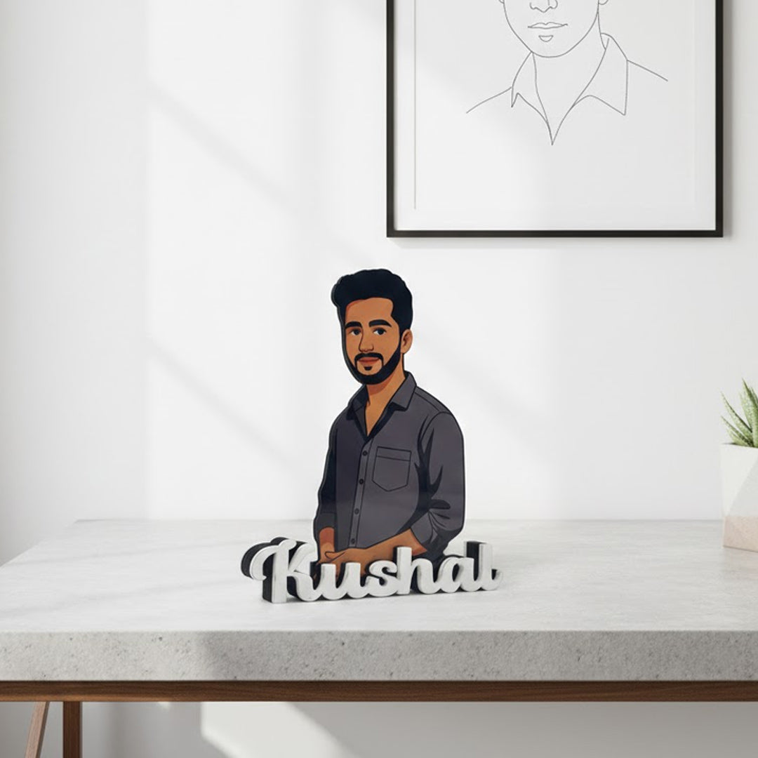 Personalized Cartoon Name Table Stand – 7×6" | Love Craft Gifts