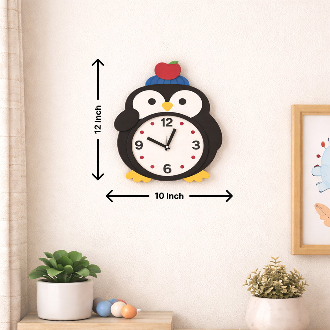Cute Penguin Kids Wall Clock – Cartoon Animal Decorative Wall Clock for Kids Room (12 x 10 Inch) | Love Craft Gifts