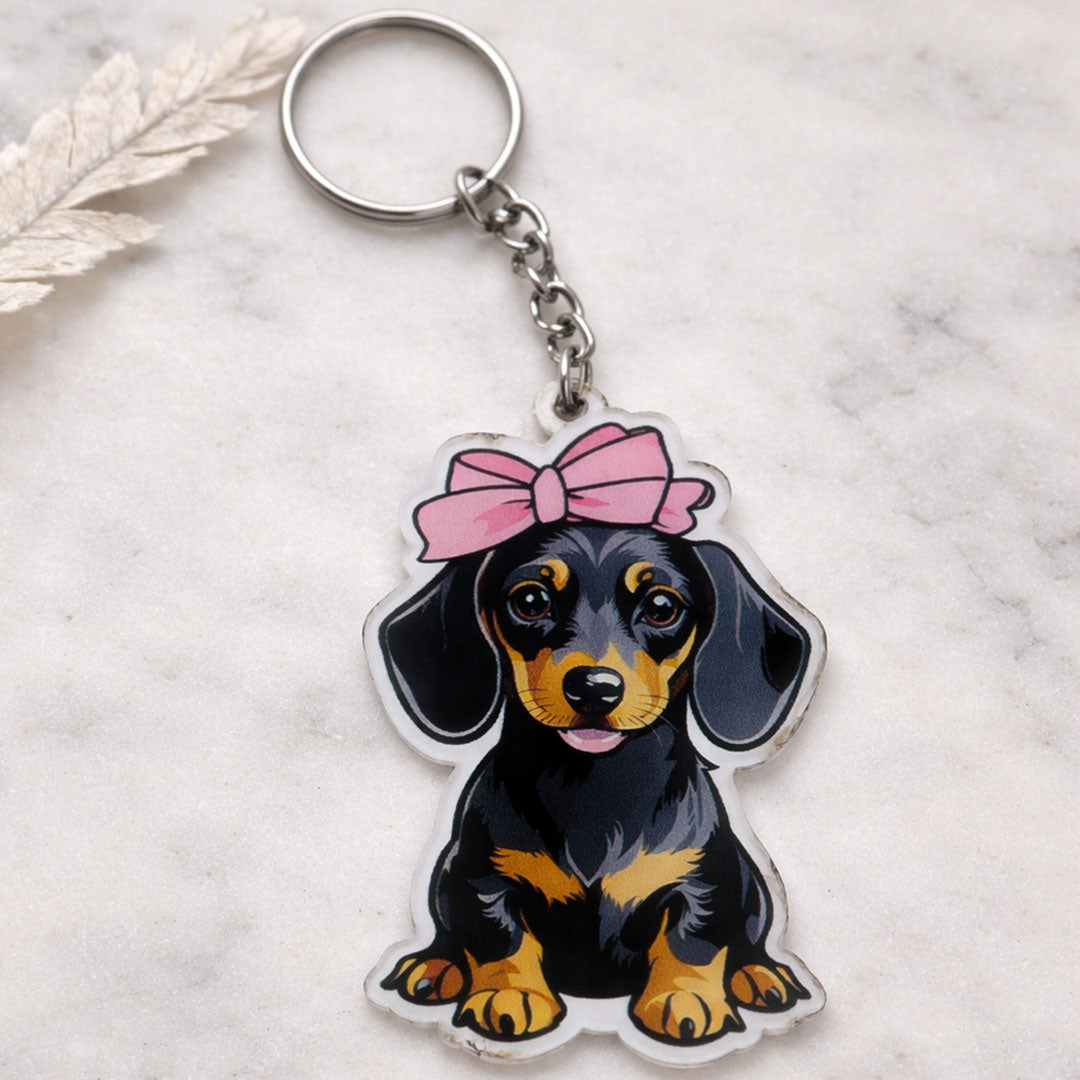Cute Puppy Charm – Cartoon Dog Acrylic Keychain | Love Craft Gifts