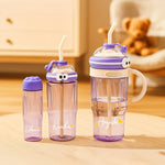 Personalized Cartoon Sipper Bottle – Purple & White | Custom Name | 3 Sizes | Love Craft Gifts