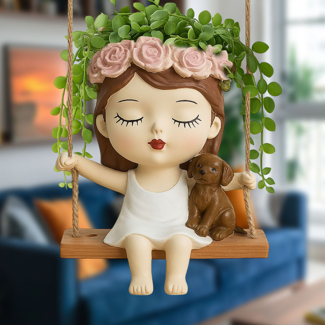 Ceramic Swing Girl Planter | Swing Girl Planter